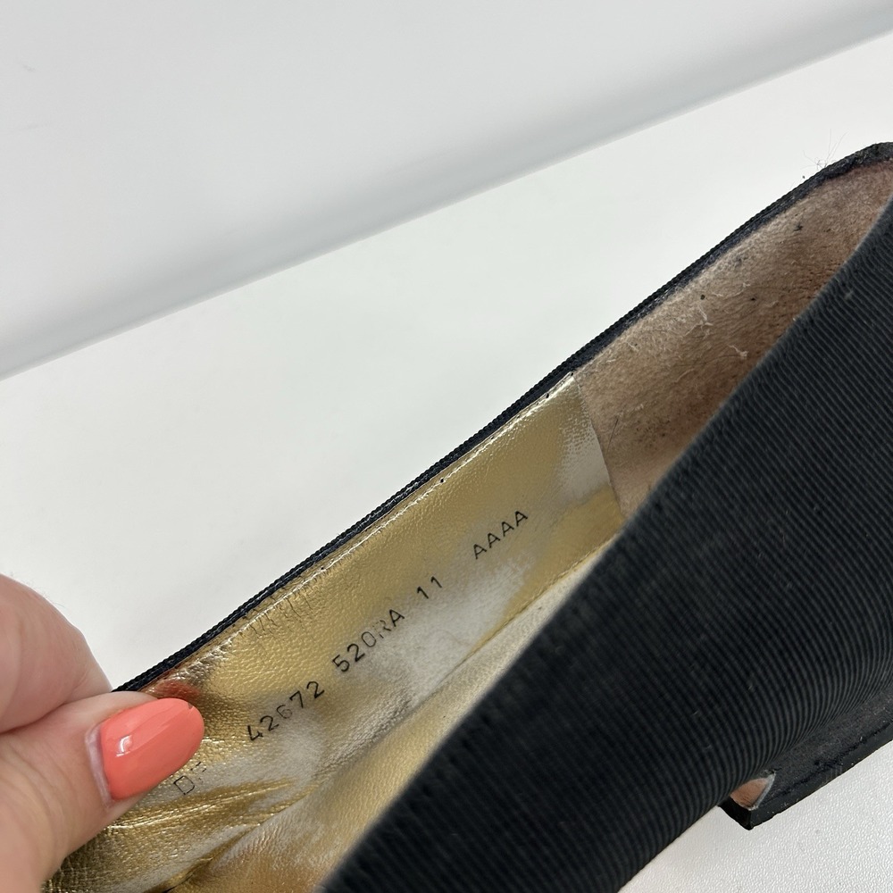Vintage Salvatore Ferragamo Low Heel Ballet Flats Size 11 AAAA Rhinestone Bow - Picture 9 of 10